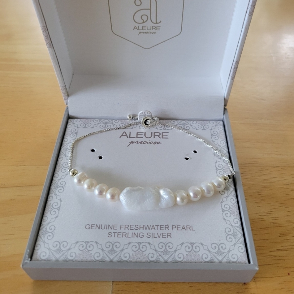 Sterling Silver White Pearl Bracelet
